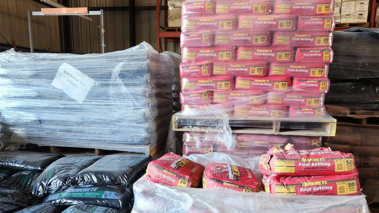 Quikrete products in warehouse
