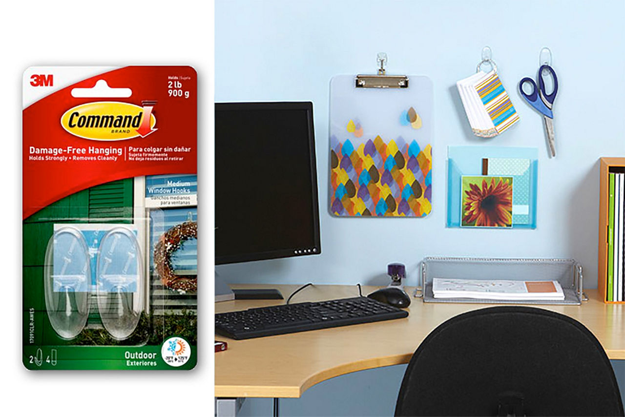 Photo of damage free window hooks to keep your desk items organized