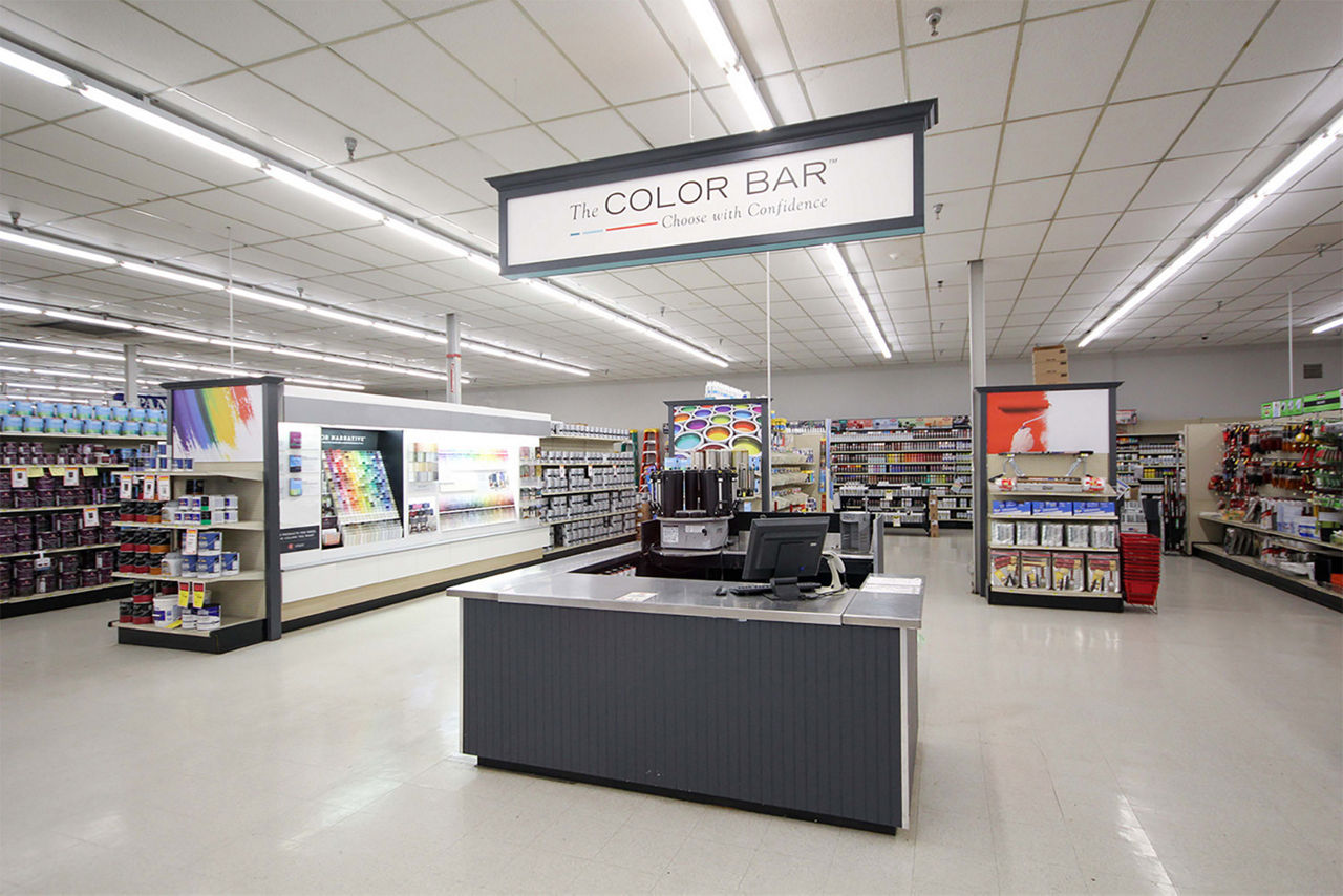 Valu store paint color bar on display