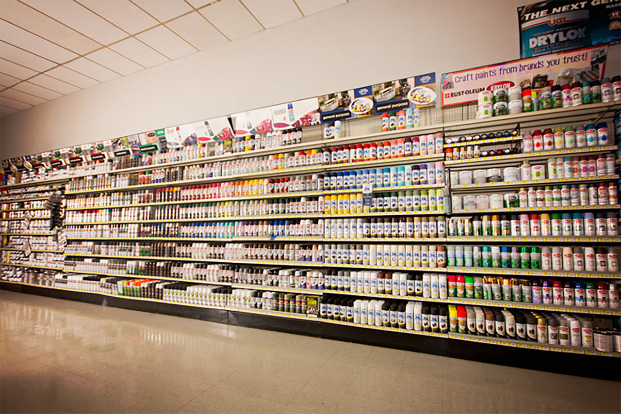 Valu Home Center spray paint section in their store