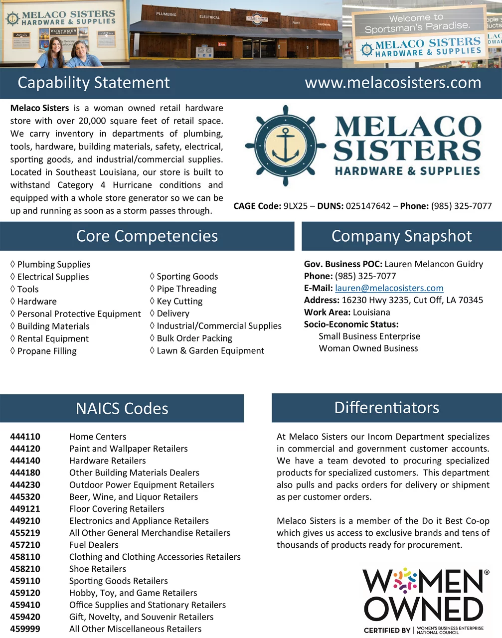 Melaco Sisters Hardware & Supplies Certificate
