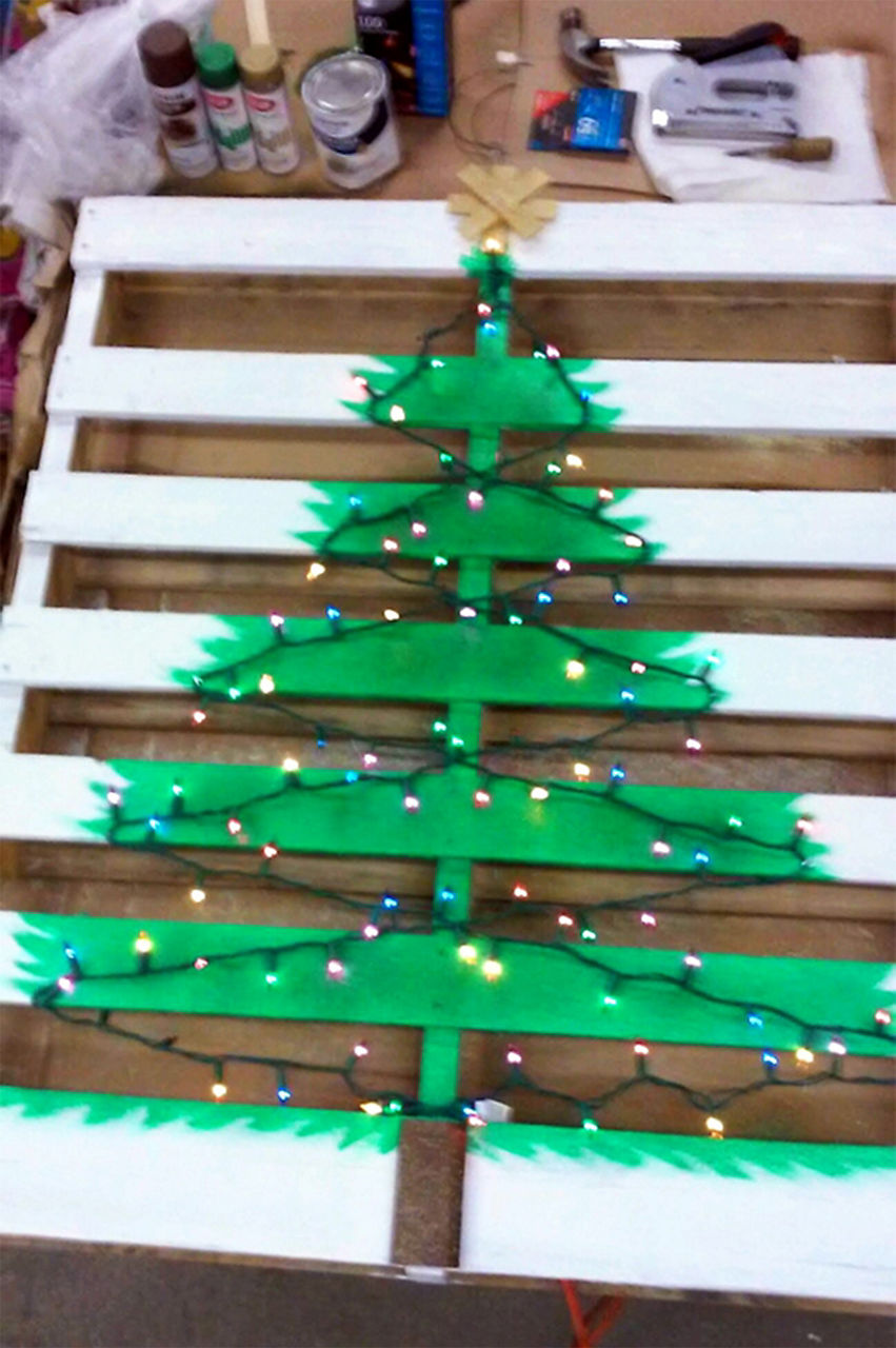 Christmas tree lights turned on