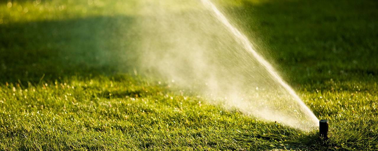 Sprinkler spraying water in one specific direction