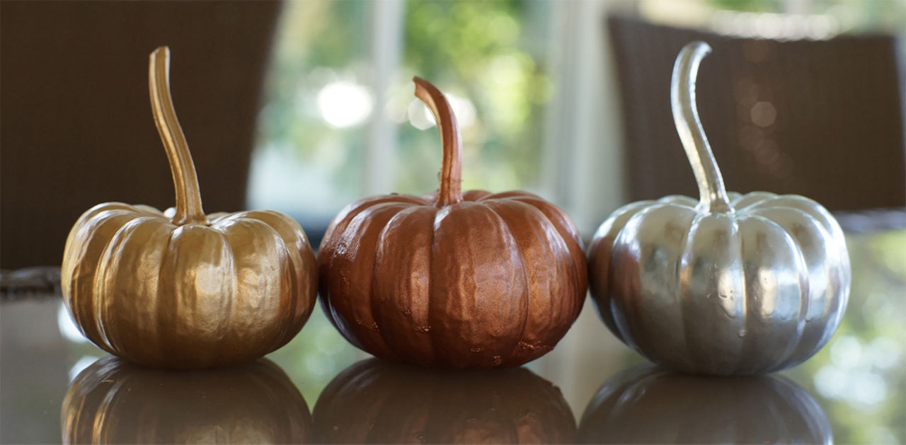 Gold, bronze, and silver metallic pumpkins