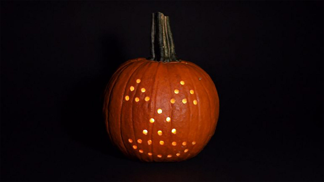 Completed lit up pumpkin