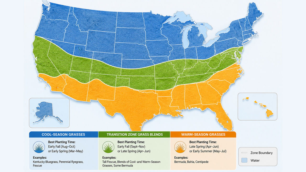 Grass seed planting zoning