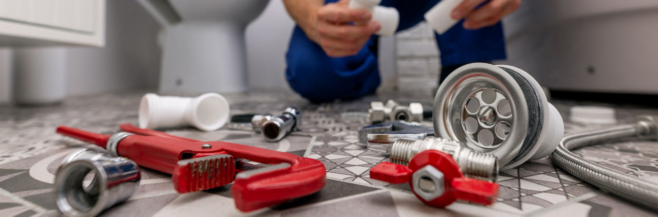 plumbing tools in bathroom