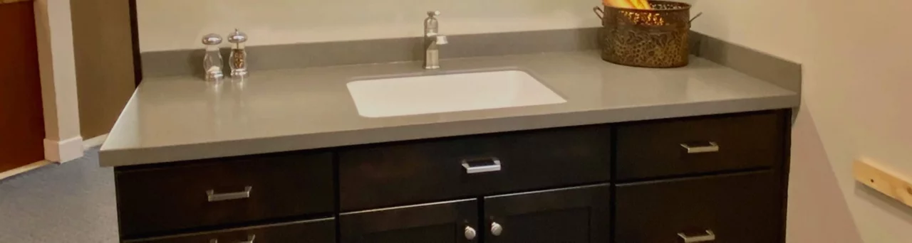 Kitchen sink with granite counter top