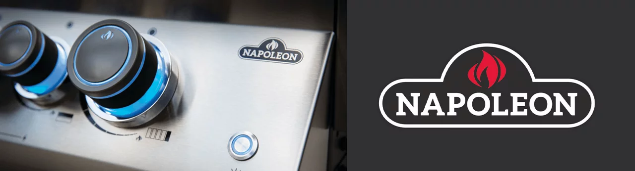 Image of a Napoleon grill and the Napoleon logo
