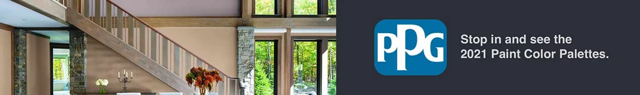 A home interior and the PPG logo.