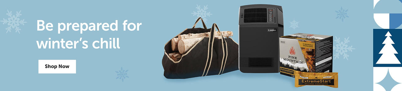 Be prepared for winter's chill - firelog holder, heater, and Pine Mountain fire log starters