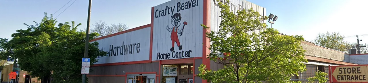 Crafty Beaver storefront focusing more on their store signage