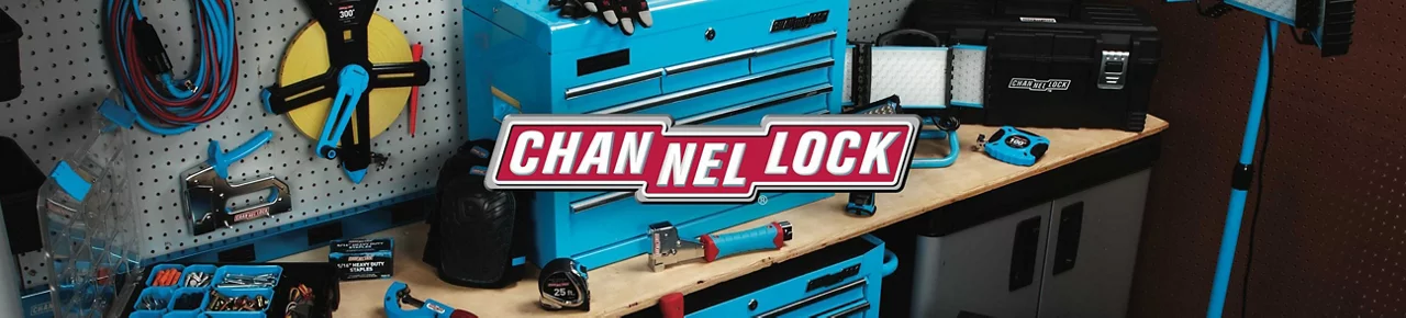 Channel Lock work bench with hand tools