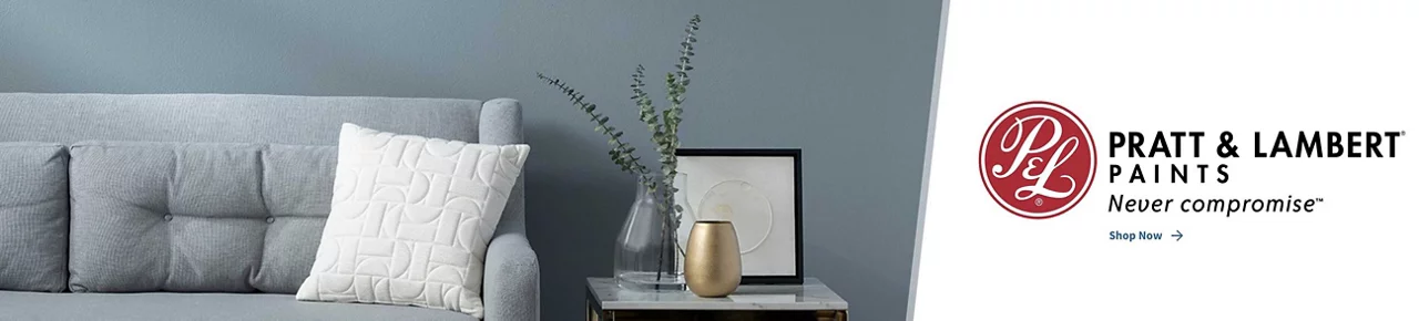 Pratt & Lambert Never Compromise with Shop Now link and painted room