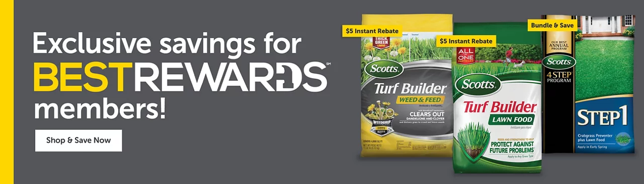 Exclusive deals on Scotts lawn care products for Best Rewards members.