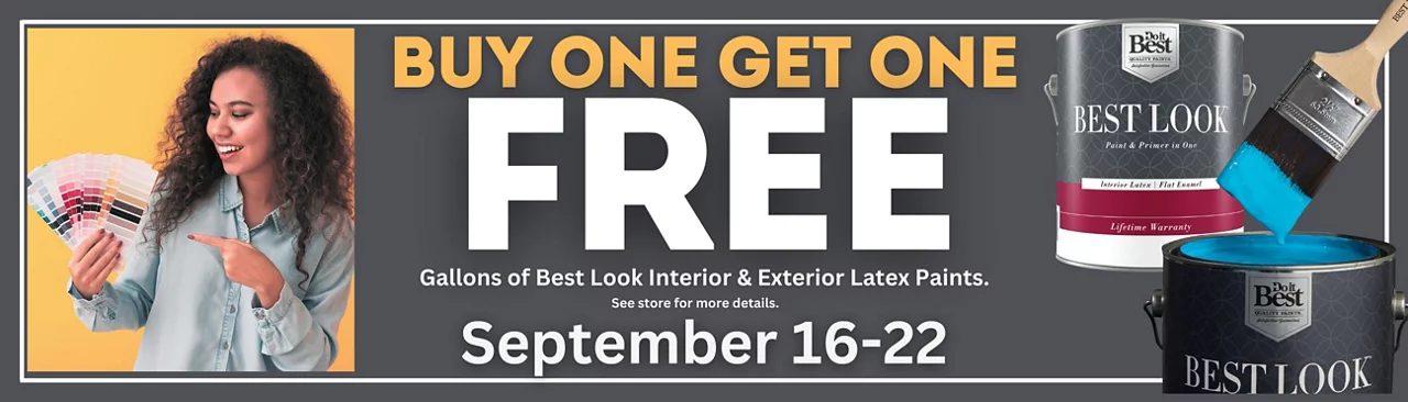 Buy One Get One Best Look Paint Sale happening September 16th - 22nd