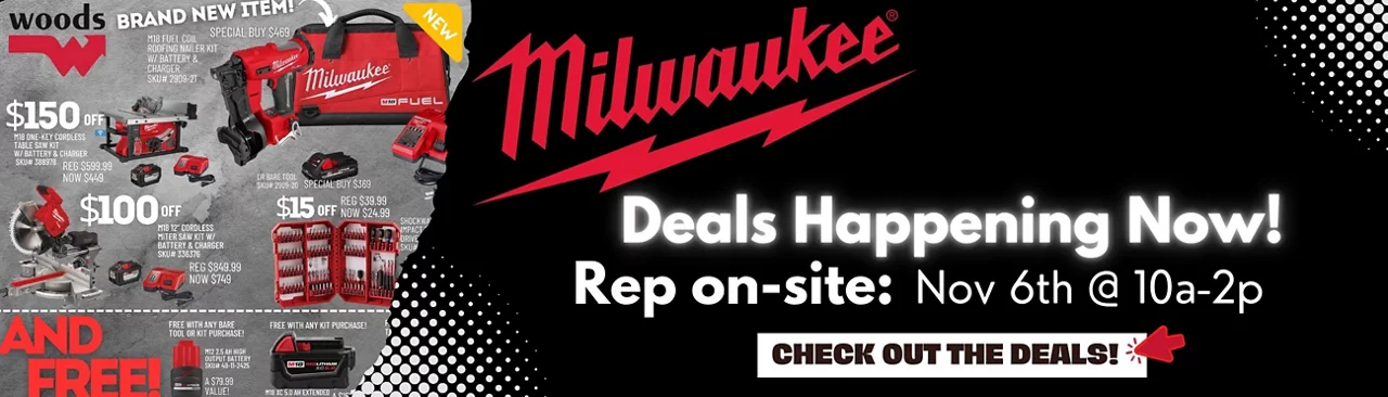 Woods Milwaukee Rep on site November 6th from 10am-2pm - deals happening October October 18 to November 9