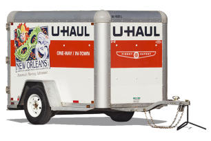 Enclosed U-Haul cargo trailer