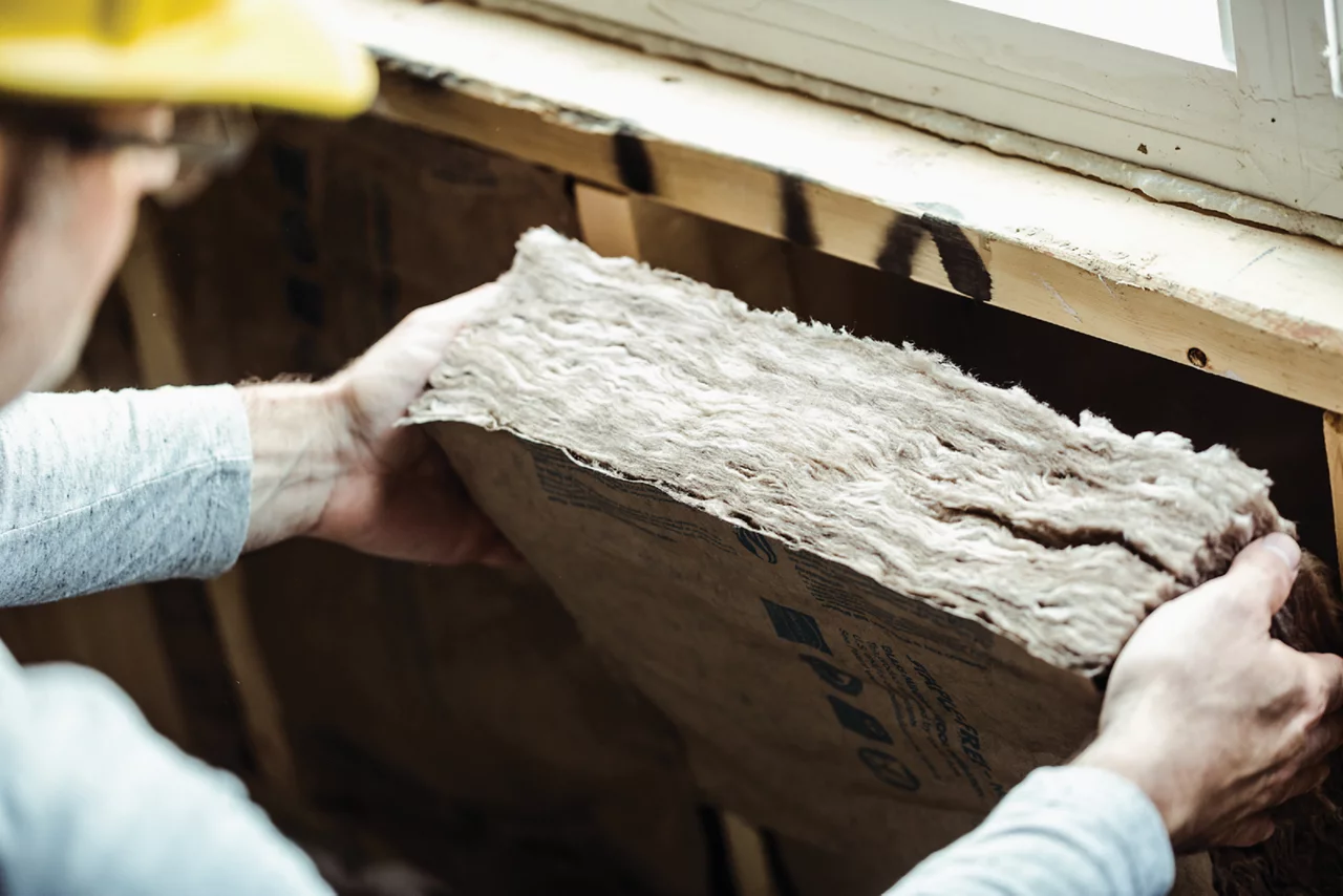 insulation being installed