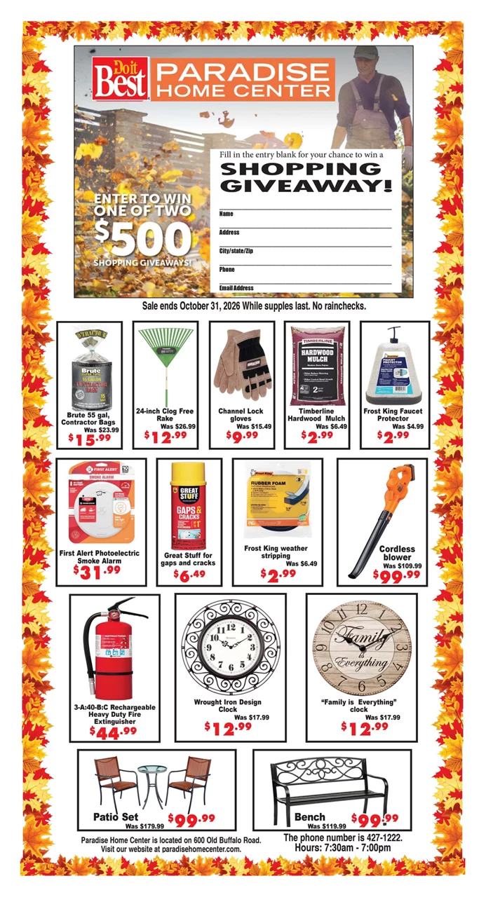 October Monthly Sale Ad