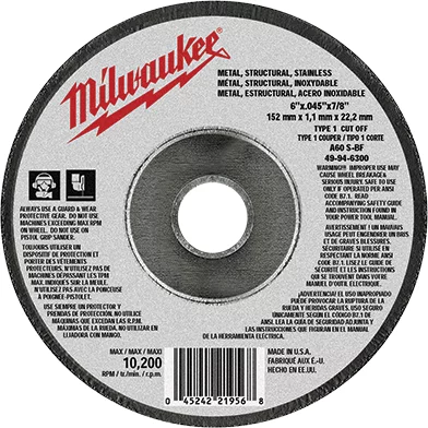 Milwaukee Cutoff Wheel