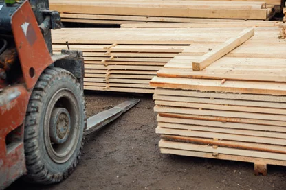 lumber on forklift