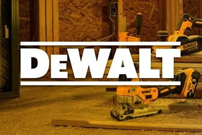 DeWALT logo with power tools