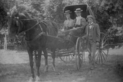 A Sunday drive. One horse shay circa 1900. Fred Everts and girlfriends.