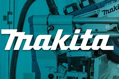 Makita logo with person using Makita power saw