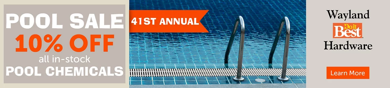 41st Annual Pool Sale. 10% off all in-stock pool chemicals. May 1-31. Proud to be your local pool supplier since 1982. Learn more.
