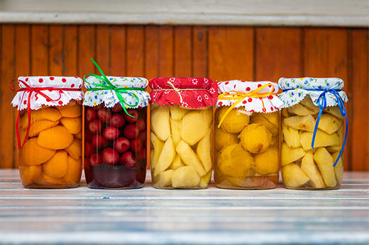 Canned fruit jars