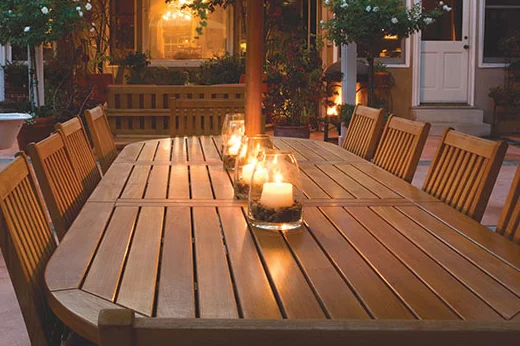 Citronella candles on a table outside