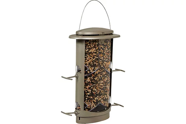 Squirrel X1 Tan Plastic 4.2 Lb. Capacity Elliptical Tube Bird Feeder