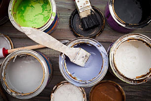Bird eye's view of old latex paint cans