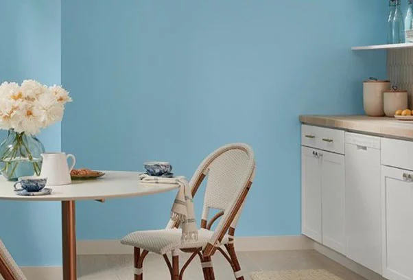 Valspar blue painted kitchen wall