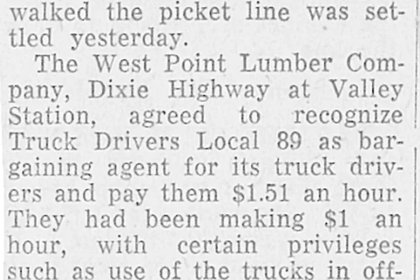 Union Drivers and West Point Lumber