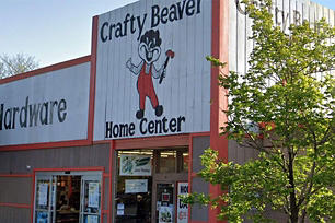 Crafty Beaver storefront focusing more on their store signage