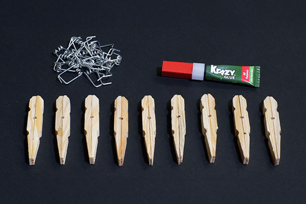 Gluing clothespins in pairs of two