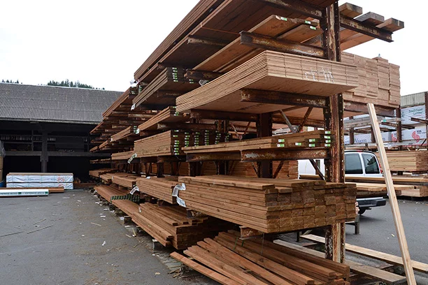 Lumberyard and wood stacks