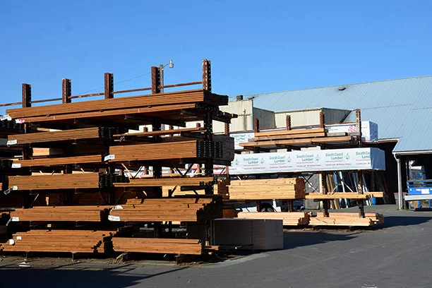 Lumberyard and wood stacks