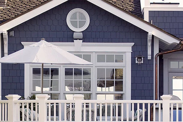 Blue siding on a home