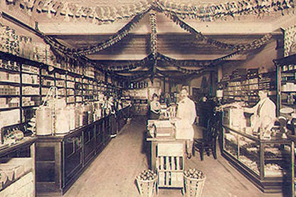 Grocery store interior, circa 1914