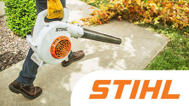 Stihl logo with leaf blower