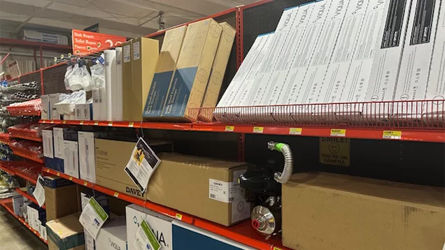 Branded items on shelves