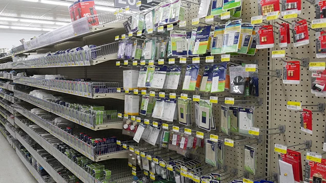 Electrical supplies in aisle