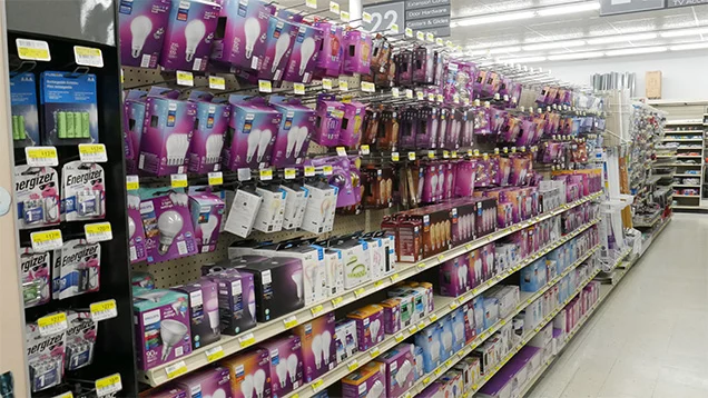Lightbulbs in aisle