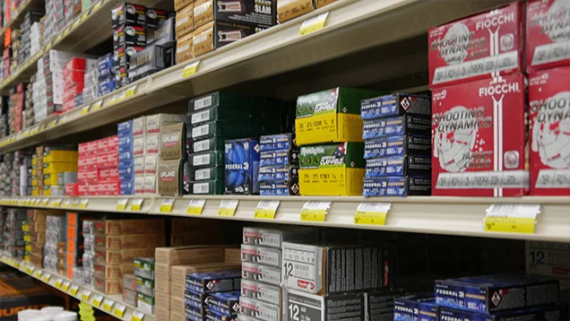 Variety of ammo on shelves
