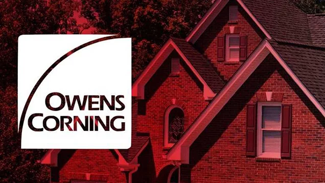 Owens Corning logo with roof in background