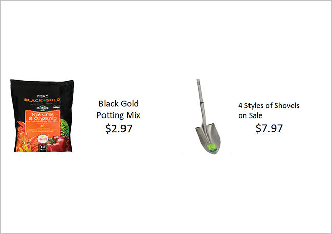 Latest Ad from Horseheads - Black Gold Potting Mix & 4 Styles Of Shovels