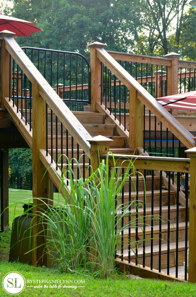 Wooden deck stairs